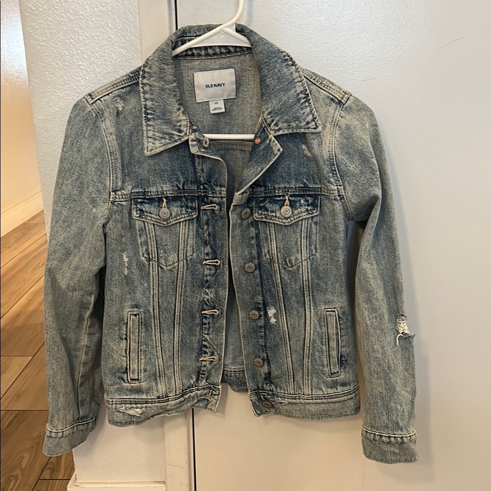 Denim Jacket with Distressed Details